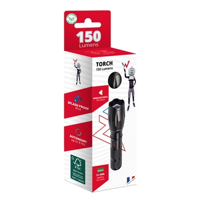 Φακός Wonder Wt1502L 150 Lumens Απόσταση Δέσμης: 50m Αυτονομία: 4h Βάρος: 120gr IP44 Αλουμινίου