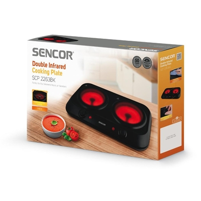 Φορητή Κεραμική Εστία Διπλή 1200W 19cm Sencor SCP 2263BK Μαύρη