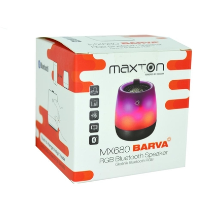 Φορητό Ηχείο Bluetooth Maxton Barva MX680 3W RMS με Ενσωματωμένο Μικρόφωνο MicroSD AUX-In Υποδοχή 3.5mm και 5 λειτουργίες φωτισμού