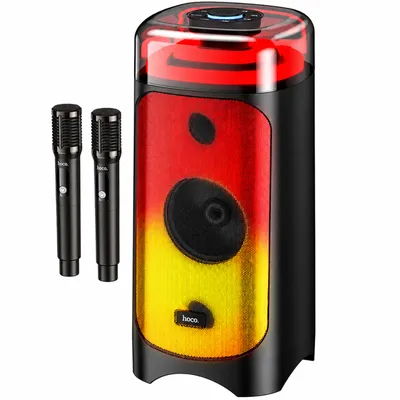 Φορητό Ηχείο Wireless Hoco. DS83 Genial RGB v5.0 60W 4000mAh USB AUX MicroSD FM με 2 Ασύρματα Μικρόφωνα Μαύρο