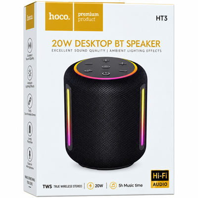 Φορητό Ηχείο Wireless Hoco HT3 Platinum TWS BT v6.0 2400mAh 20W USB Micro-SD AUX και Ambient Φωτισμό