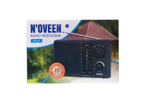 Φορητό Ραδιόφωνο N'oveen PR450 1W Μαύρο με Τροφοδοσία Ρεύματος και Μπαταρίας