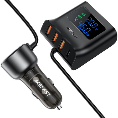 Φορτιστής Αυτοκινήτου Acefast B11 138W με 4xUSB-A 2xUSB-C με Hub Splitter με Καλώδιο 1.10m και LED Ένδειξη Μαύρος