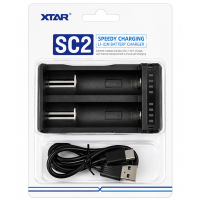 Φορτιστής Μπαταριών Βιομηχανικού Τύπου Xtar SC2 USB-C για 18650 18700 20700 21700 22650 25500 26650