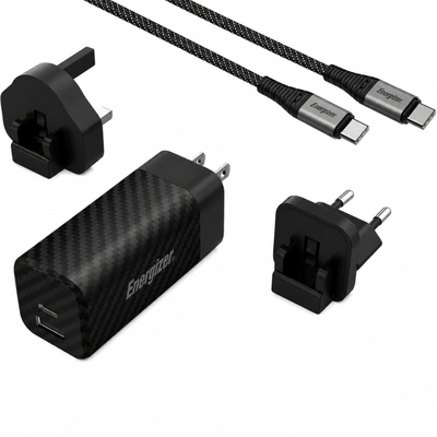 Φορτιστής Ταξιδίου Energizer A65MUC PD65W με Έξοδο USB-C/USB-A  Μαύρο GaN Tech με Καλώδιο USB-C σε USB-C