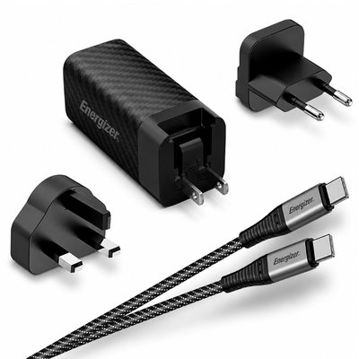 Φορτιστής Ταξιδίου Energizer A90MUC  με έξοδο USB-C/USB-A 90W Καλώδιο USB-C/USB-C Μαύρο