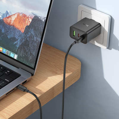 Φορτιστής Ταξιδίου Hoco N50 Scenery GaN Tech PD45W με 2xUSB-C και 1xUSB-A  Μαύρος