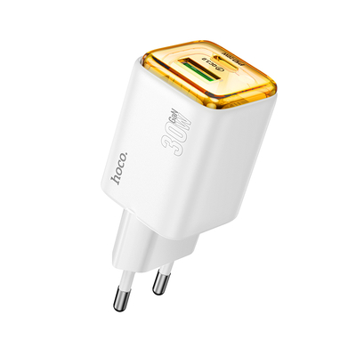 Φορτιστής Ταξιδίου Hoco N53 Monsoon με 1xUSB QC3.0 και 1xUSB-C PD30W GaN Tech Ασπρος