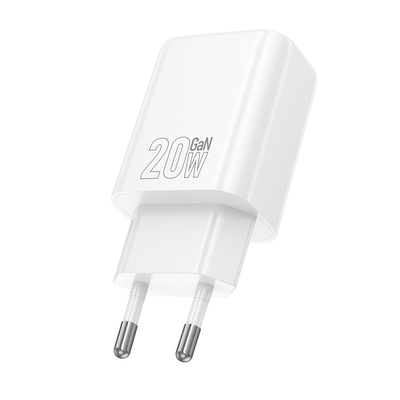 Φορτιστής Ταξιδίου Hoco N60 Gentle GaN με 1 Εξόδο Φόρτισης USB-C PD20W 5V 3.0A  Λευκός