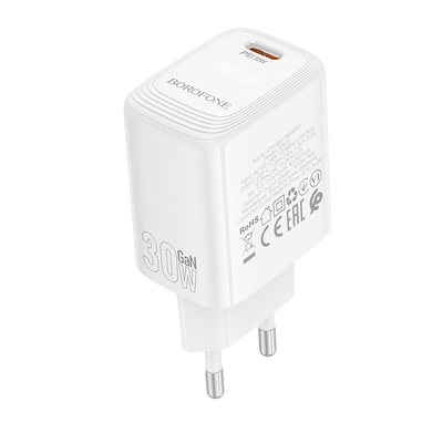 Φορτιστής Ταξιδίου Mini Size Borofone BN28 Fuente GaN USB-C PD30W Λευκός