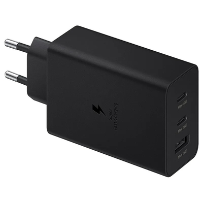 Φορτιστής Ταξιδίου Samsung T6530NBE Trio 2 x USB-C + USB PD3.0 65W 3A Μαύρος