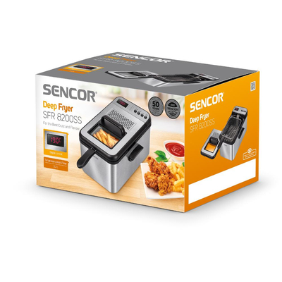 Φριτέζα Λαδιού Sencor SFR 8200SS  με Ρύθμιση θερμοκρασίας και Χρονόμετρο 3,2lt 2200W Ασημί