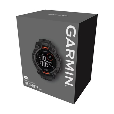 Garmin Instinct 3 Solar Aluminium 45mm GPS NFC 10 ATM Black με Black Band