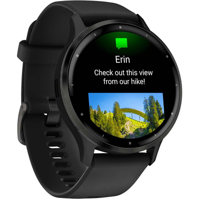 Garmin Venu 3 Stainless Steel 45mm GPS 5 ATM με Δυνατότητα Κλήσεων Slate Bezel και Black Silicone Band