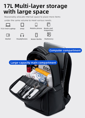 GOLDEN WOLF τσάντα πλάτης GB00731 με θήκη laptop 15.6", 17L, μαύρη