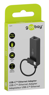 GOOBAY αντάπτορας δικτύου 76579, USB-C, 1000Mbps Ethernet, μαύρος