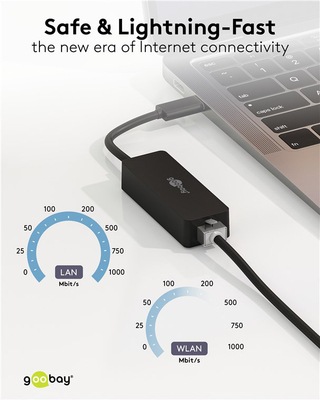 GOOBAY αντάπτορας δικτύου 76579, USB-C, 1000Mbps Ethernet, μαύρος