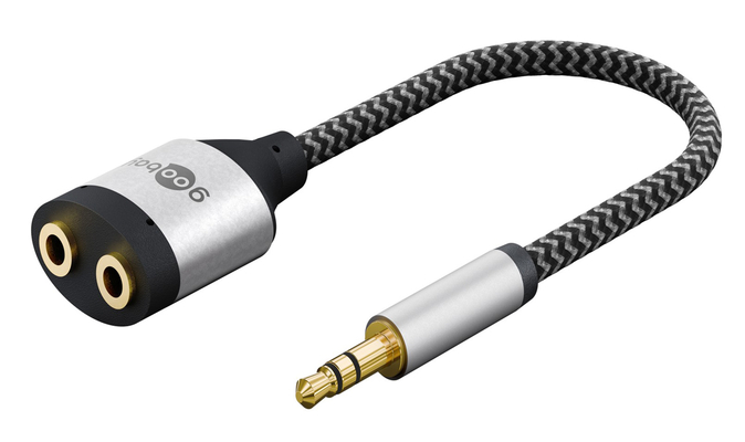 GOOBAY αντάπτορας ήχου 3.5mm σε 2x 3.5mm 80586, μαύρος/γκρι
