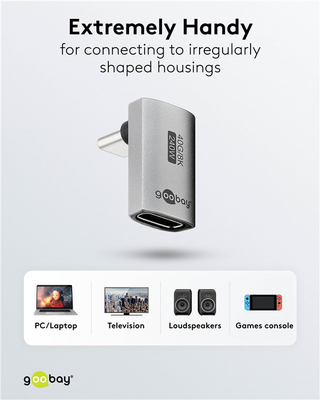 GOOBAY αντάπτορας USB-C 74442, γωνιακός 90°, USB4, 240W, 40Gbps, 8K, γκρι