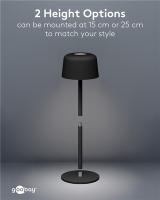 GOOBAY επιτραπέζιο φωτιστικό 77675, 3000K, dimmable, επαναφορτιζόμενο, μαύρο