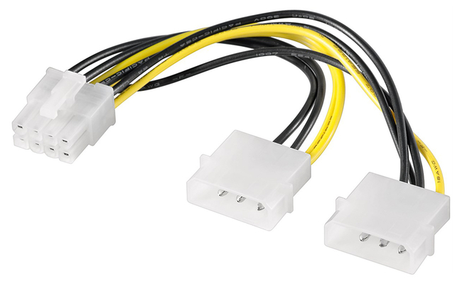 GOOBAY καλώδιο 2x molex 4pin σε 1x 8pin 93241, 0.15m