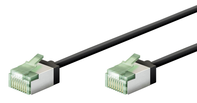 GOOBAY καλώδιο δικτύου 74350, CAT 8.1 U/FTP, ultra slim, copper, 2000MHz, 0.15m, μαύρο