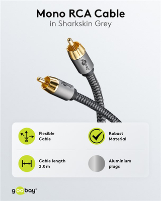 GOOBAY καλώδιο ήχου RCA σε RCA 65297, 3m, μαύρο/ασημί