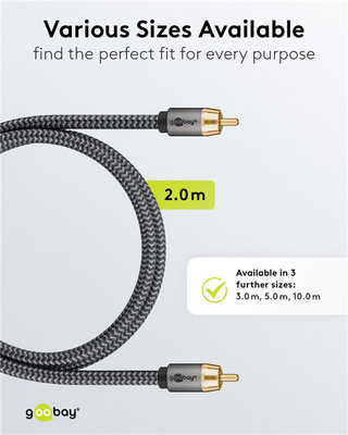 GOOBAY καλώδιο ήχου RCA σε RCA 65297, 3m, μαύρο/ασημί
