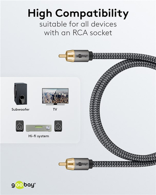 GOOBAY καλώδιο ήχου RCA σε RCA 65297, 3m, μαύρο/ασημί