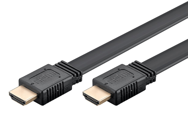 GOOBAY καλώδιο HDMI 2.0 61280, Ethernet flat, 4K/60Hz 18 Gbps, 3m, μαύρο