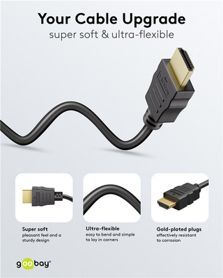 GOOBAY καλώδιο HDMI 80096 με Ethernet, soft, 4K/60Hz, 18 Gbps, 0.5m, μαύρο