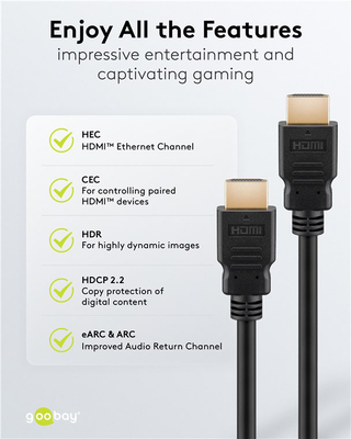 GOOBAY καλώδιο HDMI 80096 με Ethernet, soft, 4K/60Hz, 18 Gbps, 0.5m, μαύρο