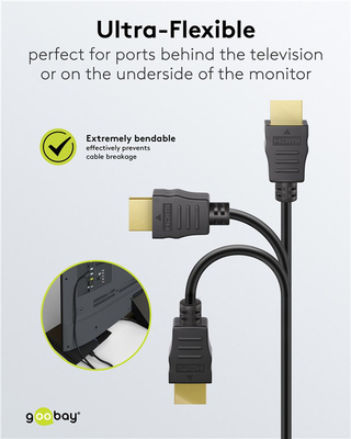 GOOBAY καλώδιο HDMI 80096 με Ethernet, soft, 4K/60Hz, 18 Gbps, 0.5m, μαύρο