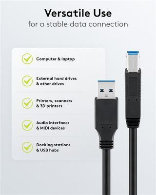 GOOBAY καλώδιο USB 3.0 σε USB Type B 95721, 0.25m, 5Gbps, μαύρο