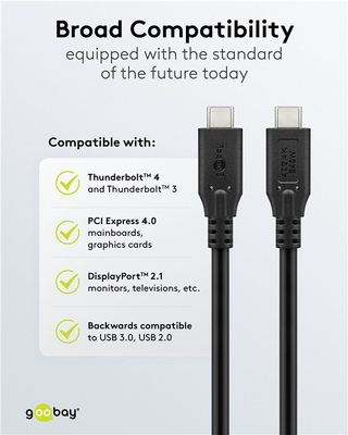 GOOBAY καλώδιο USB-C 74183, USB4, 240W, 40Gbps, 8K/60Hz, 1m, μαύρο