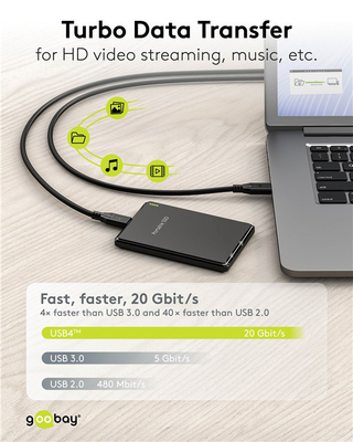 GOOBAY καλώδιο USB-C 74197, USB4, 100W, 20Gbps, 4K/60Hz, 2m, μαύρο