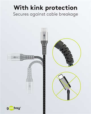 GOOBAY καλώδιο USB-C 79559, 60W, 480Mbps, 0.15m, μαύρο