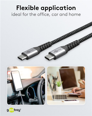 GOOBAY καλώδιο USB-C 79559, 60W, 480Mbps, 0.15m, μαύρο