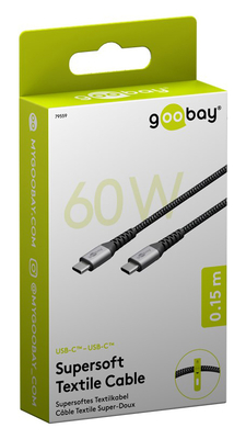 GOOBAY καλώδιο USB-C 79559, 60W, 480Mbps, 0.15m, μαύρο