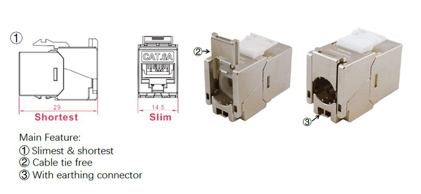 GOOBAY Keystone module RJ45 77942, CAT 6A STP, slim & short, toolfree, ασημί