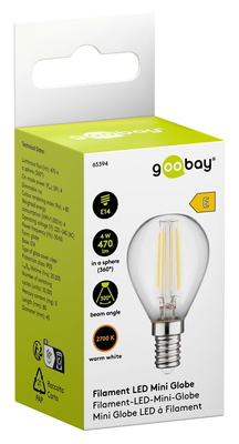 GOOBAY LED λάμπα mini globe 65394, E14, Filament, 4W, 2700K, 470lm