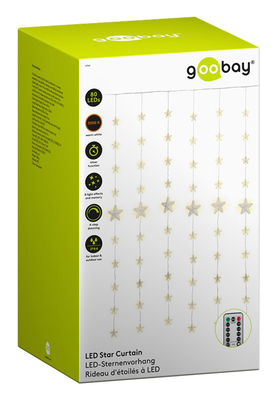 GOOBAY LED λαμπάκια κουρτίνα 57941, 3000K, 6.05m, IP44, 31V, 80 LED