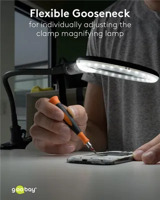 GOOBAY μεγεθυντικός φακός 64990 με κλιπ & βάση, LED, 3 διόπτρες 1.75x