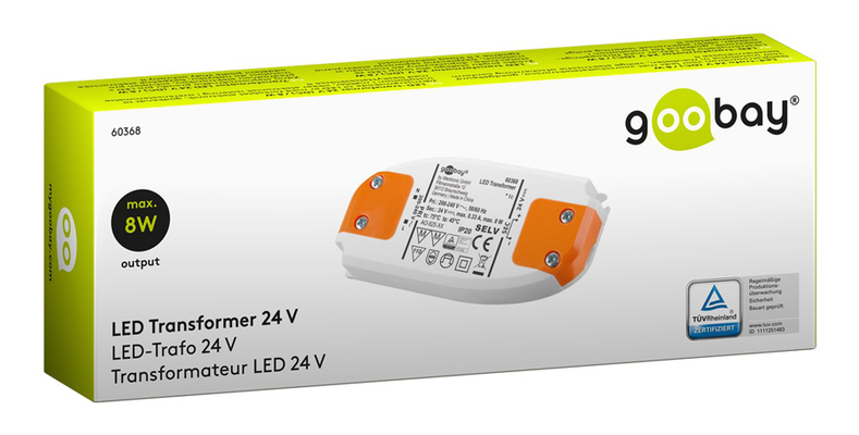 GOOBAY μετασχηματιστής LED 60368, 24V, 8W, IP20