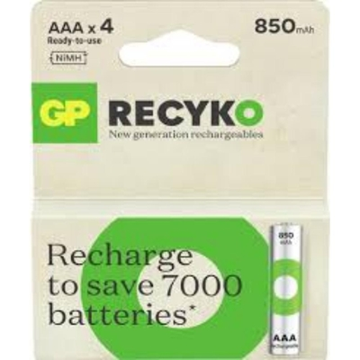GP ReCyko 850mAh rechargeable batteries AAA / R03 Ni-MH  (GPB20979)
