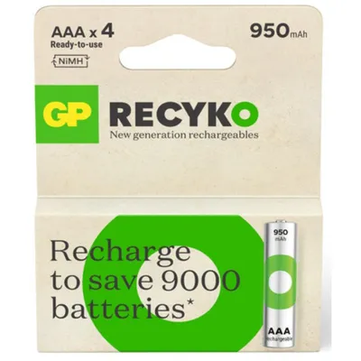 GP ReCyko 950mAh rechargeable batteries AAA / R03 Ni-MH  (GPB20657)