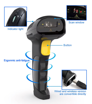 GTCODESTAR barcode scanner X-620F, 1D, ενσύρματο & ασύρματο, 800mAh, μαύρο