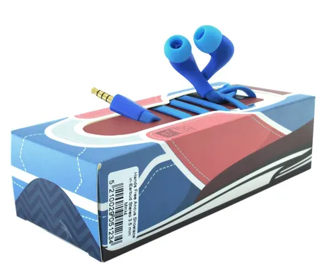 Hands Free Ancus Shoelace in-Earbud Stereo 3.5mm για Apple-Samsung-Sony-LG-Huawei Μπλε με Καλώδιο Κορδόνι, Μικρόφωνο, Πλήκτρο Απάντησης