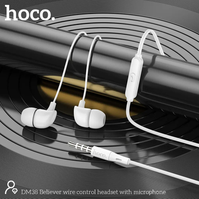 Hands Free Hoco. DM38 Believer Stereo 3.5mm με Μικρόφωνο 1.2m Λευκά
