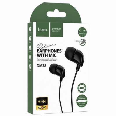 Hands Free Hoco. DM38 Believer Stereo 3.5mm με Μικρόφωνο 1.2m  Μαύρα